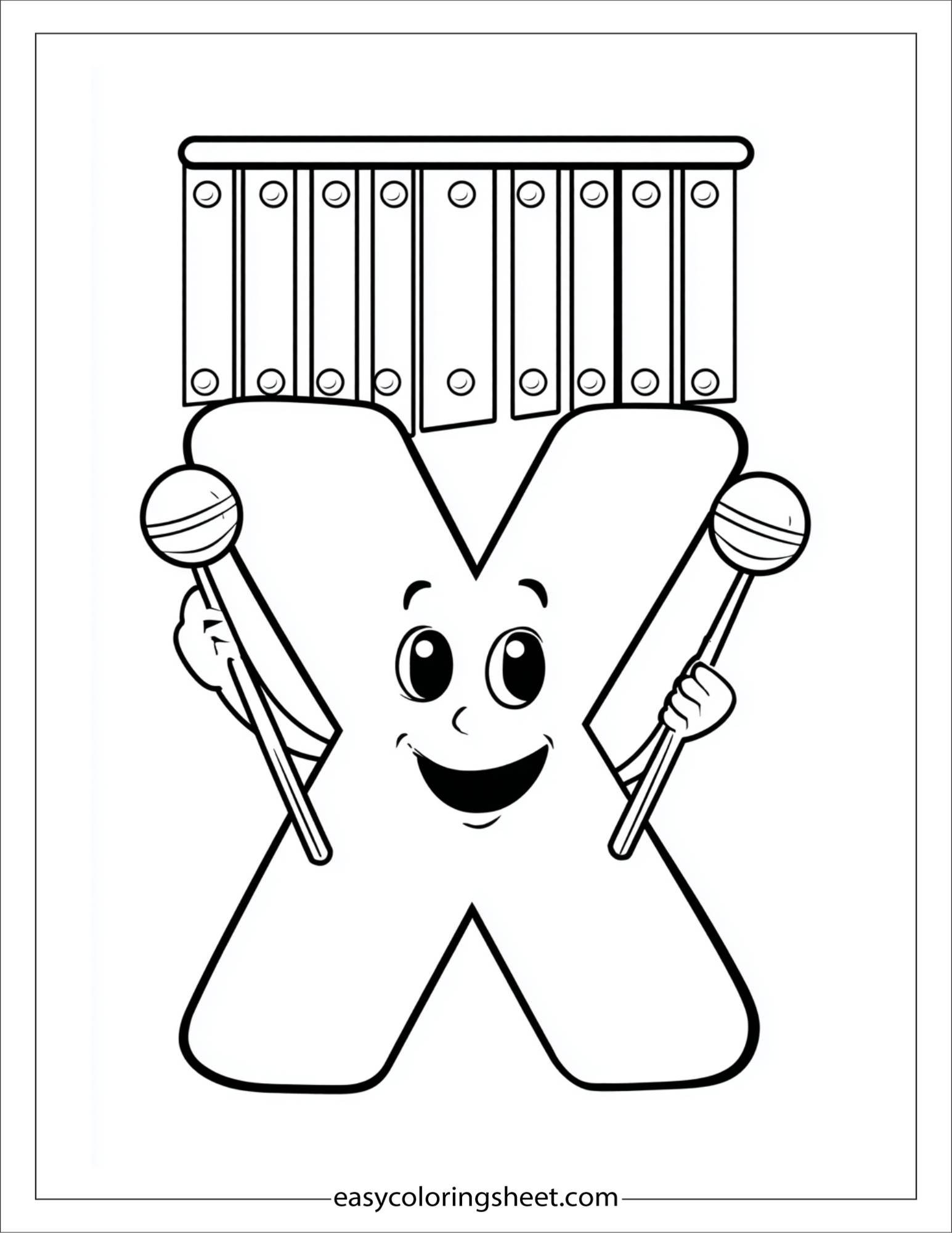 alphabet X coloring page