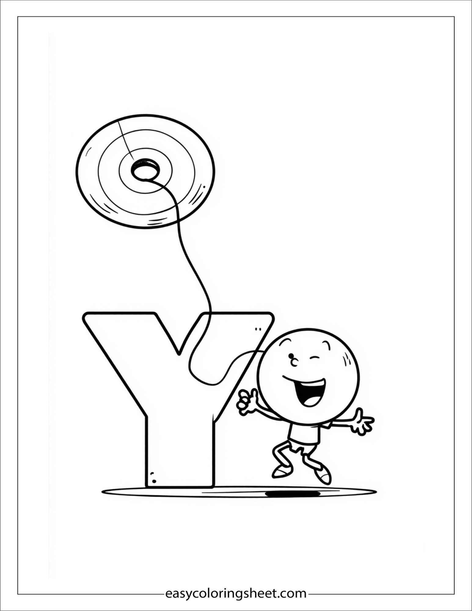 alphabet Y yo-yo tricks coloring page