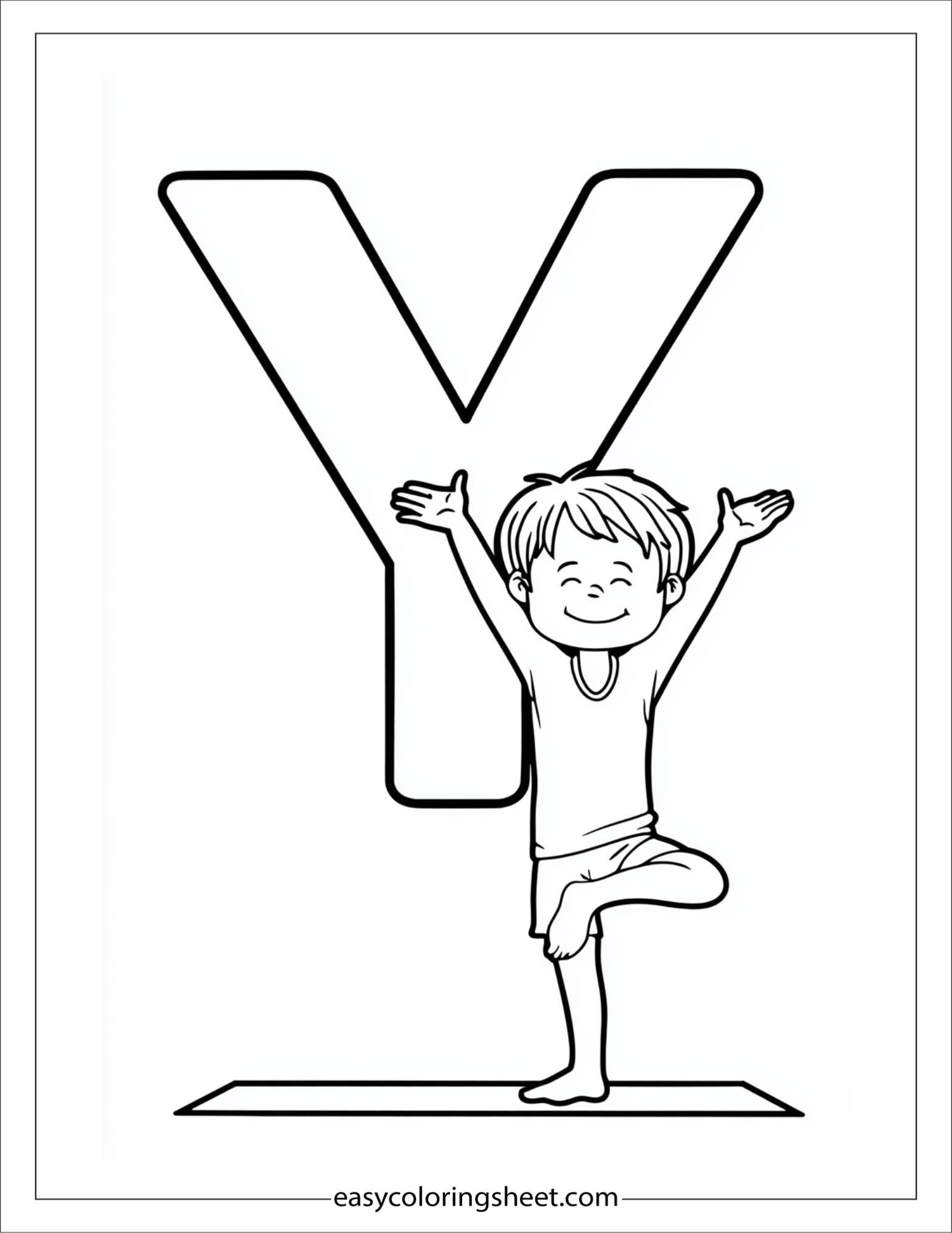 alphabet Y yoga coloring page