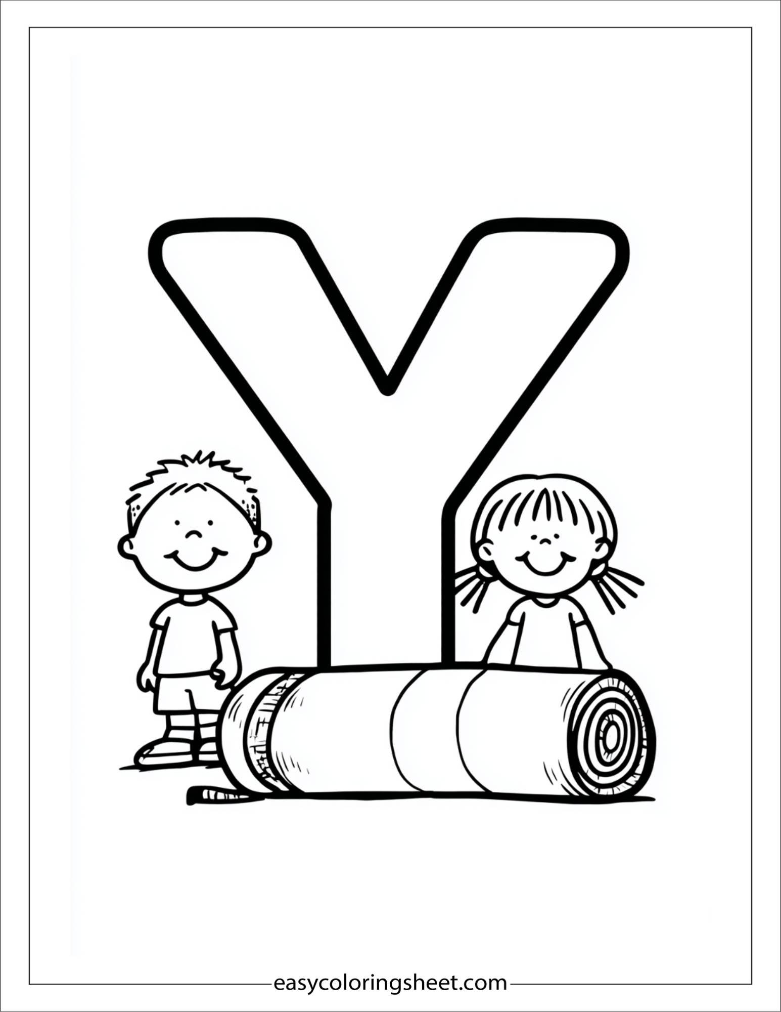 alphabet Y yoga mat coloring page