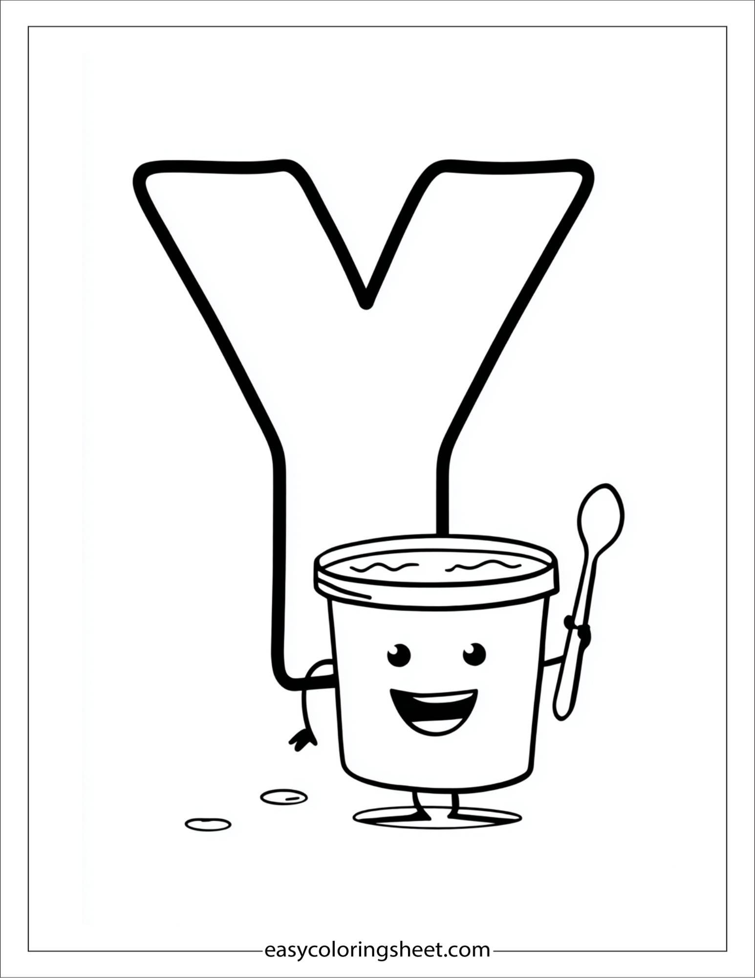 alphabet Y yogurt coloring page