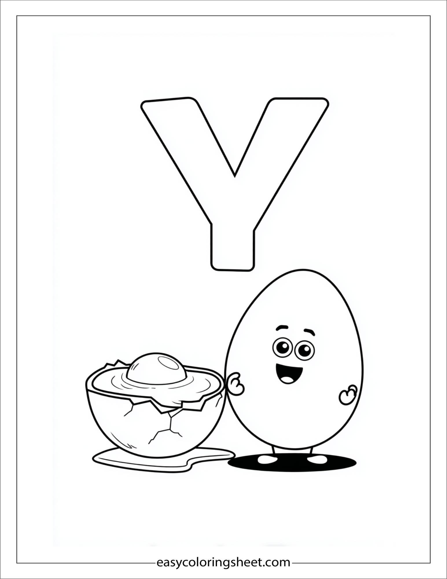 alphabet Y yolk egg coloring page