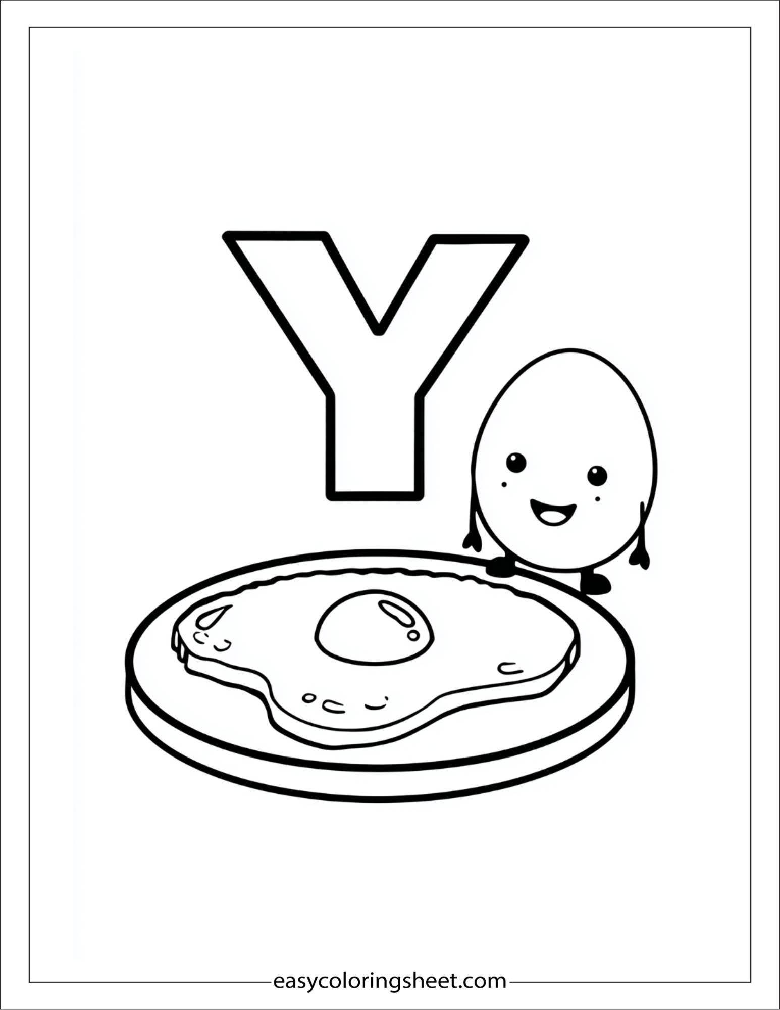 alphabet Y yolk sunny side coloring page