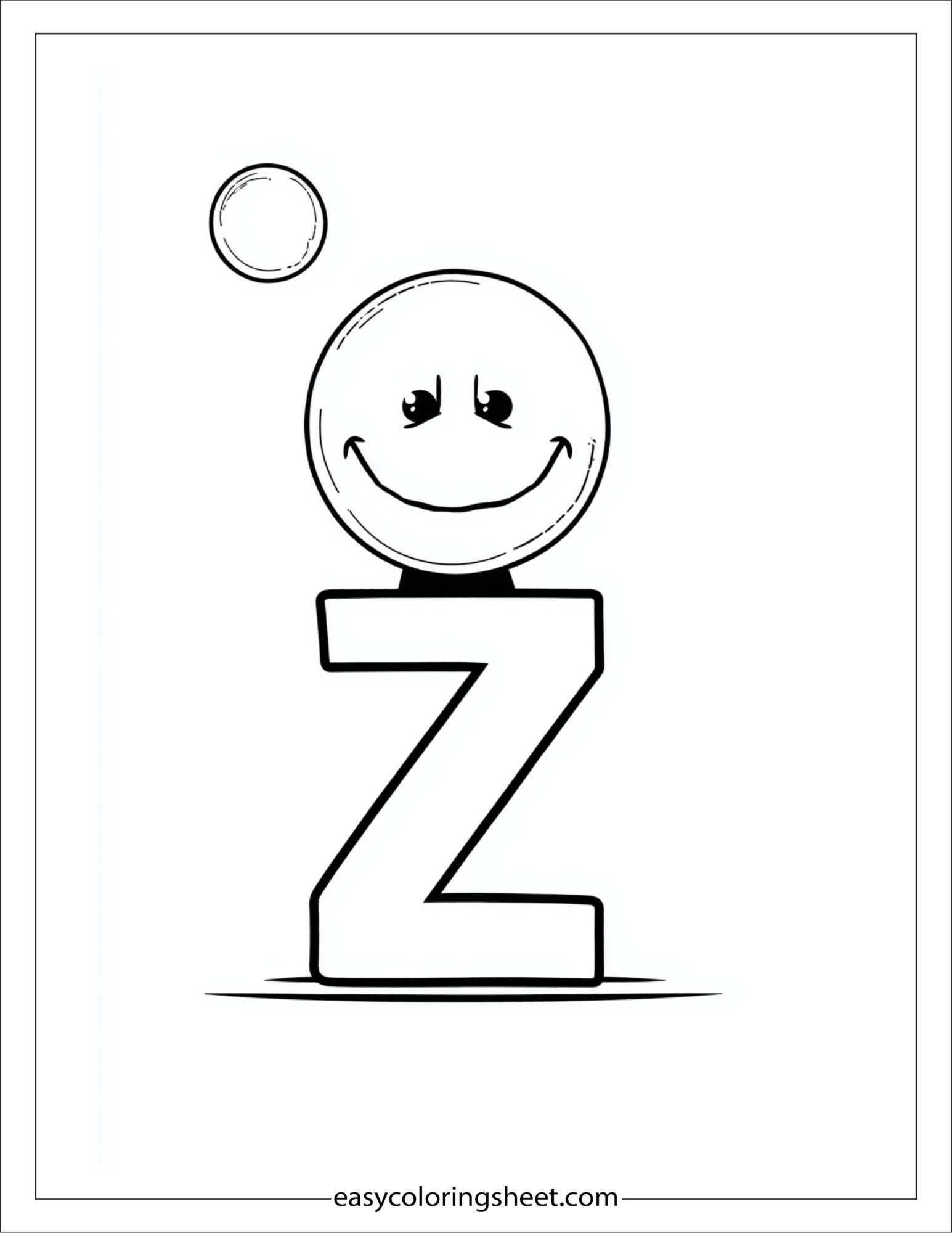 alphabet Z zero number coloring page
