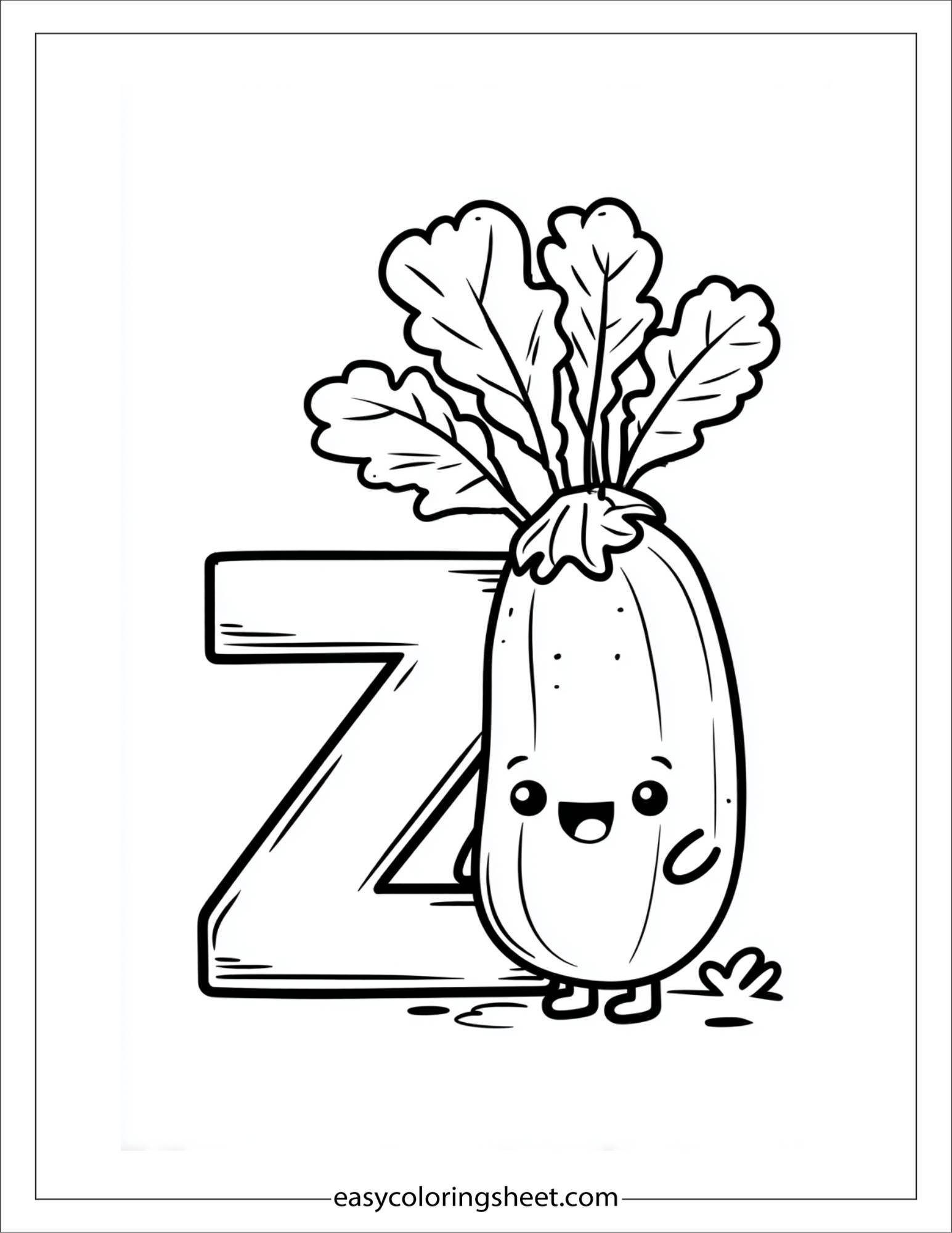 alphabet Z zipper coloring page