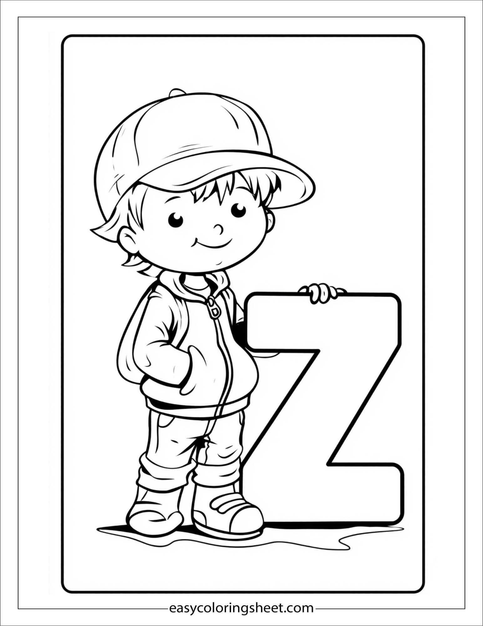 alphabet Z zipper jacket coloring page