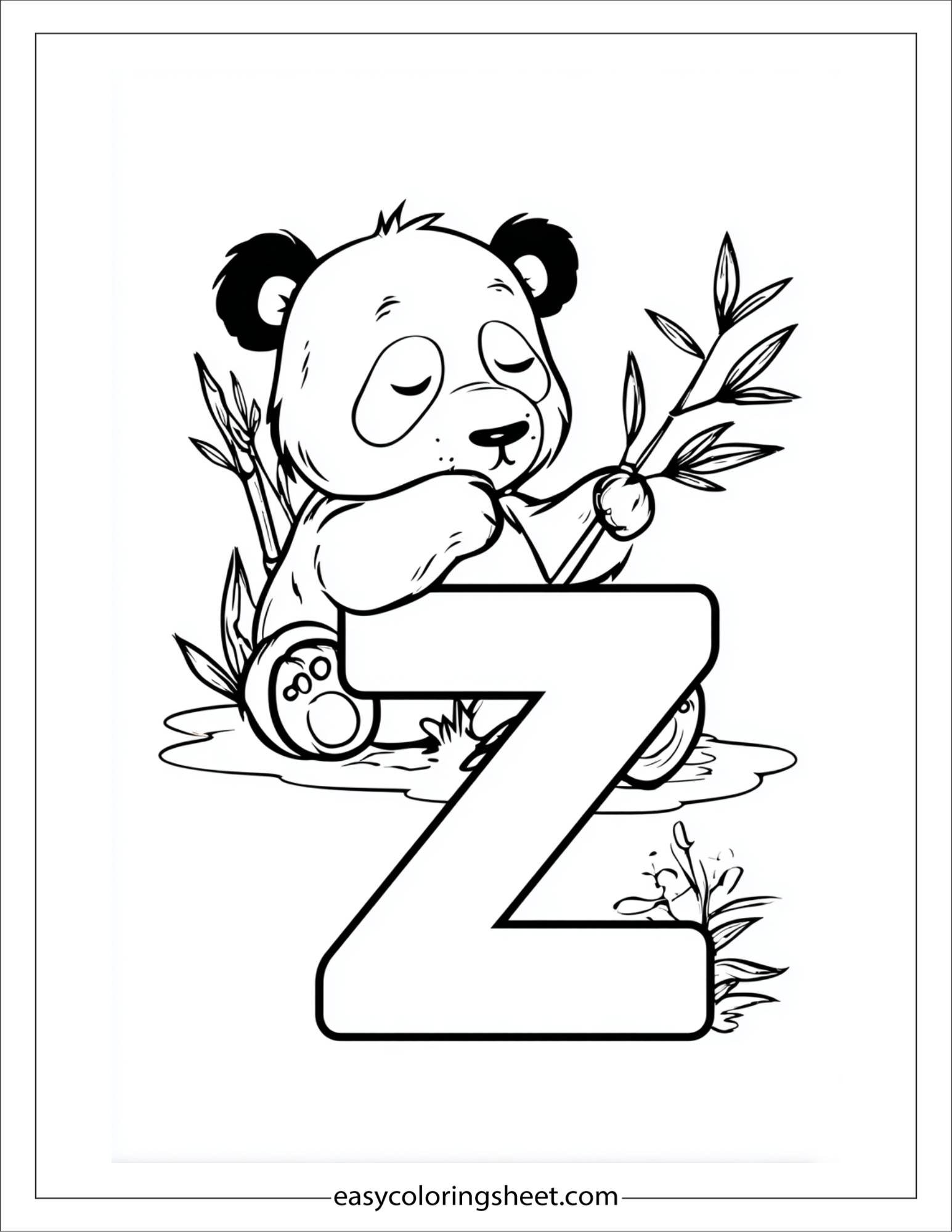 alphabet Z zoo panda coloring page