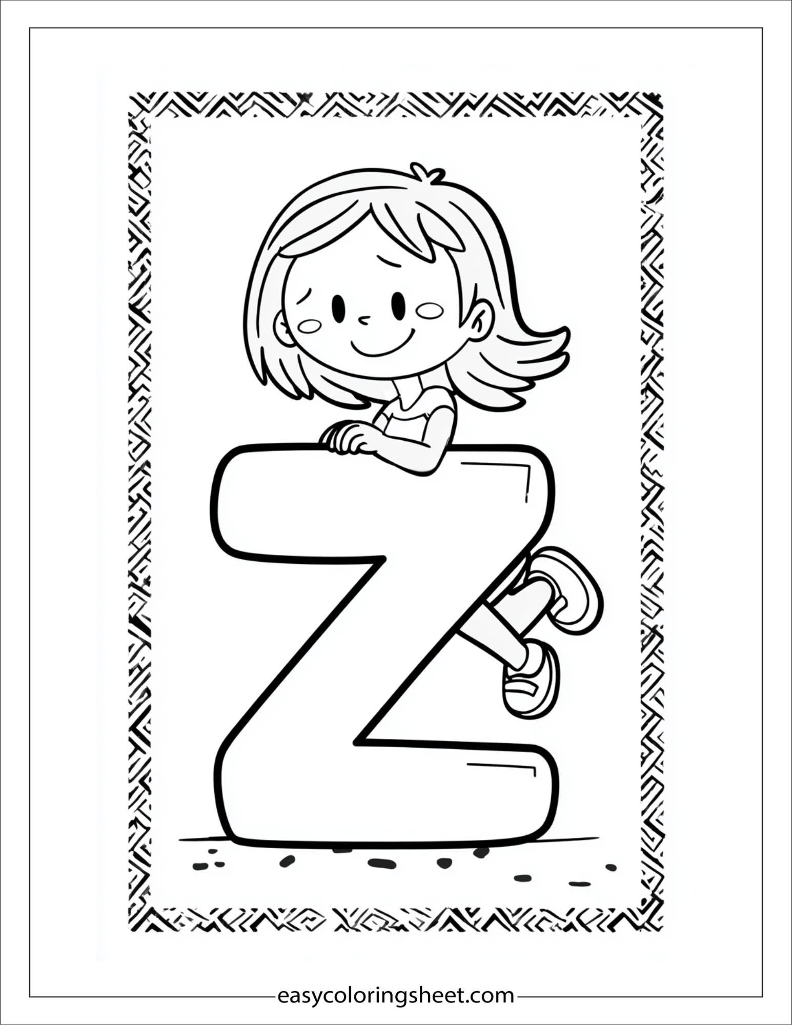 alphabet Z zucchini coloring page