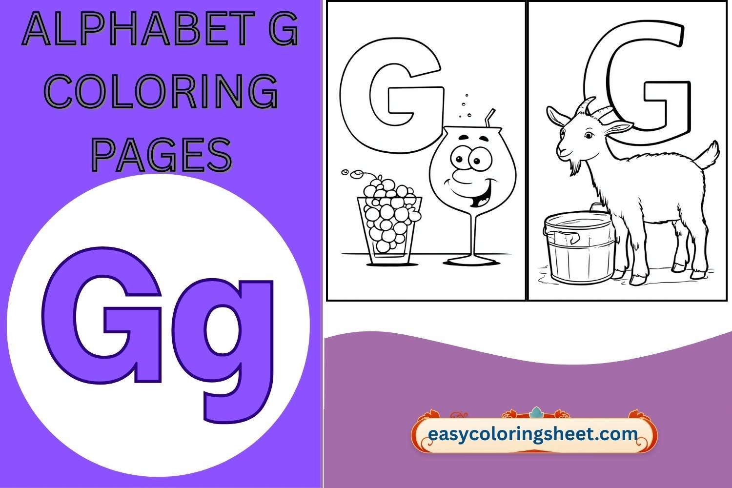 Alphabet G Coloring Pages for Kids, Fun and Easy Letter G Printables