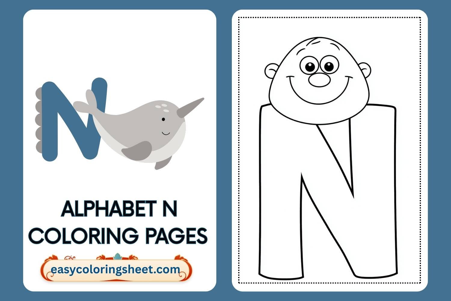 Alphabet N Coloring Pages for Kids, Fun and Easy Letter N Printables