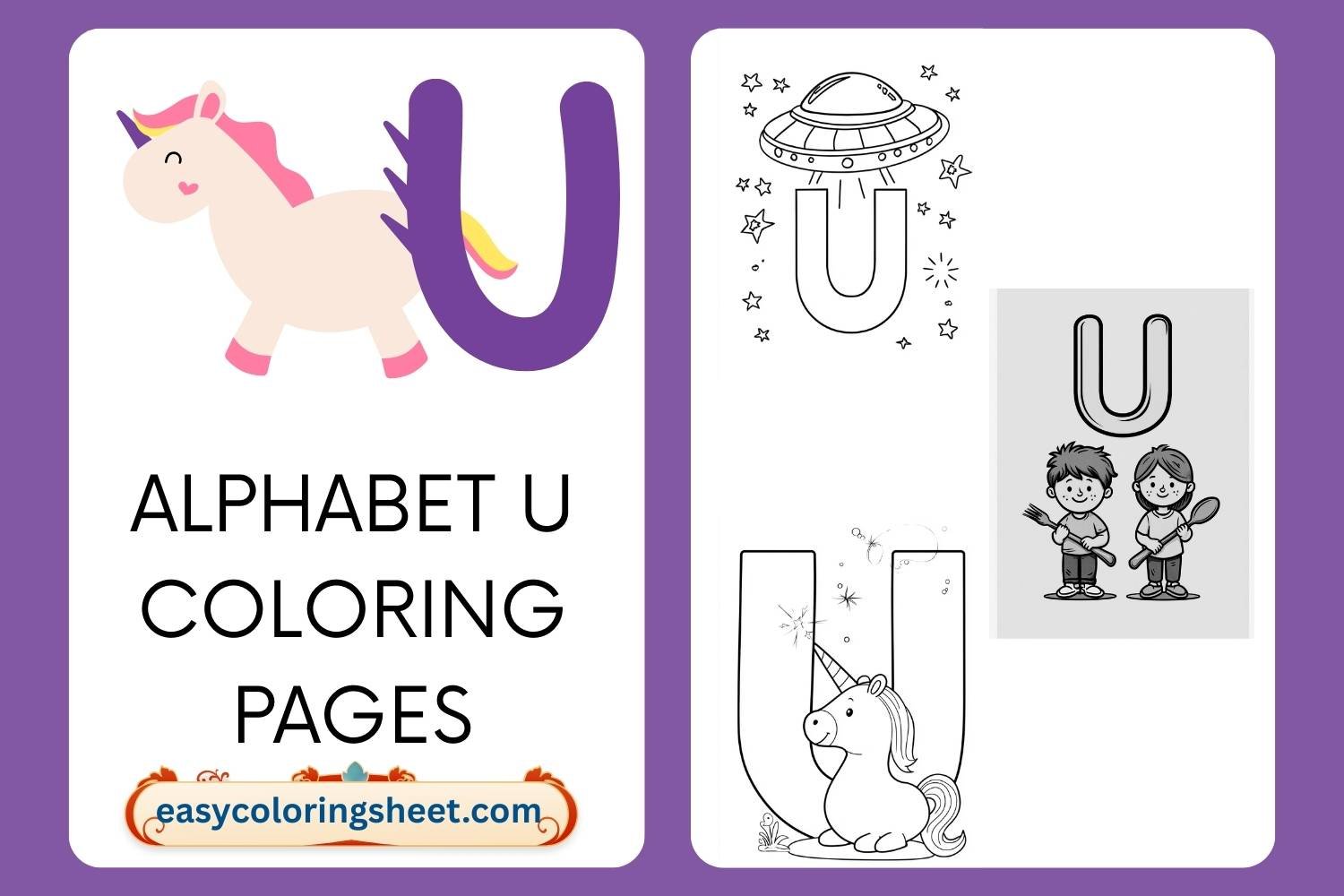 Alphabet U Coloring Pages for Kids: Fun and Easy Letter U Coloring Sheets