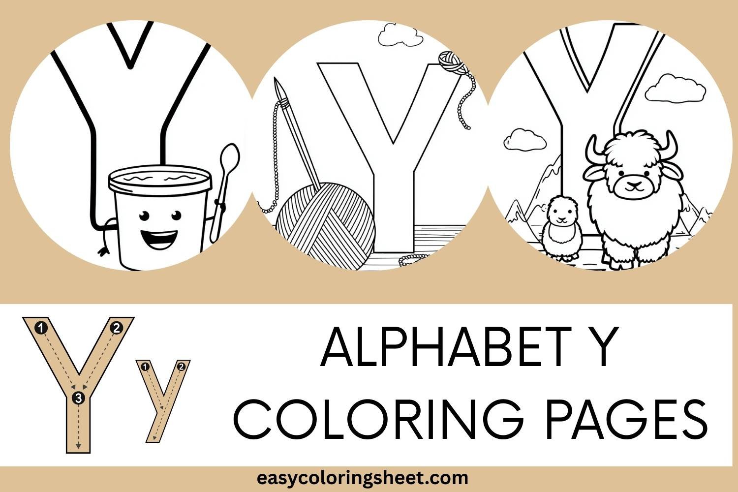 Alphabet Y Coloring Pages for Kids, Fun and Easy Letter Y Coloring Sheets
