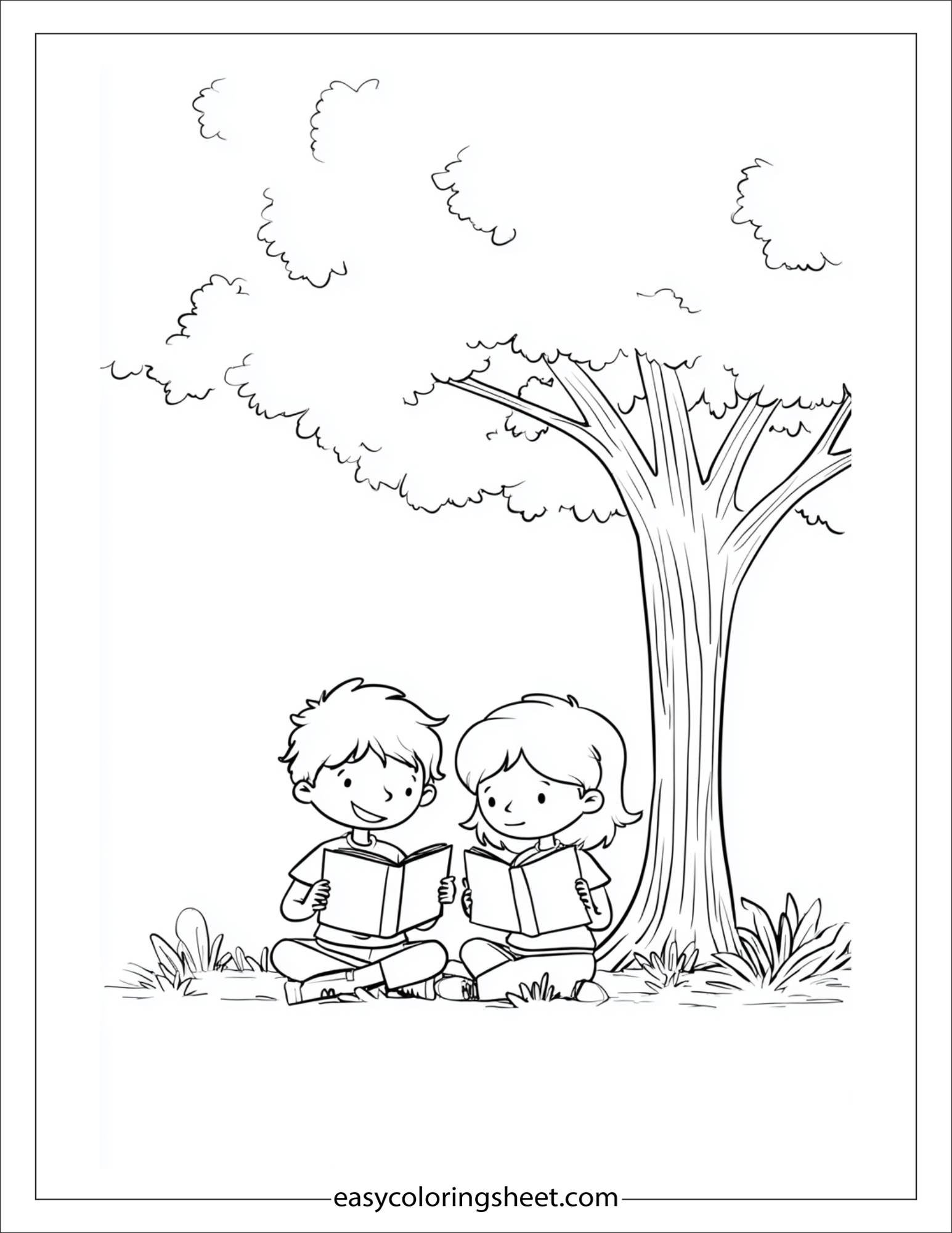 august reading under a tree