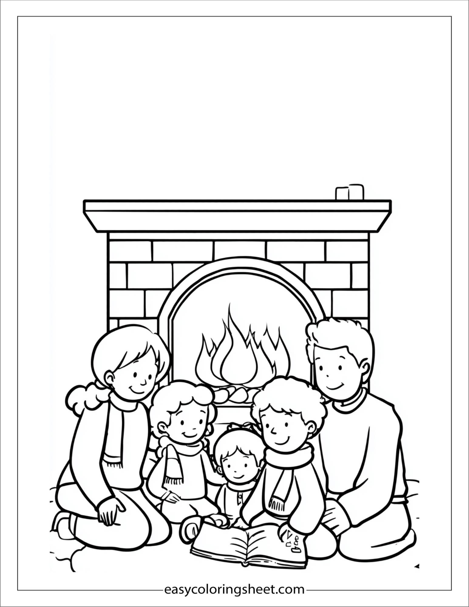 december family fireplace gathering