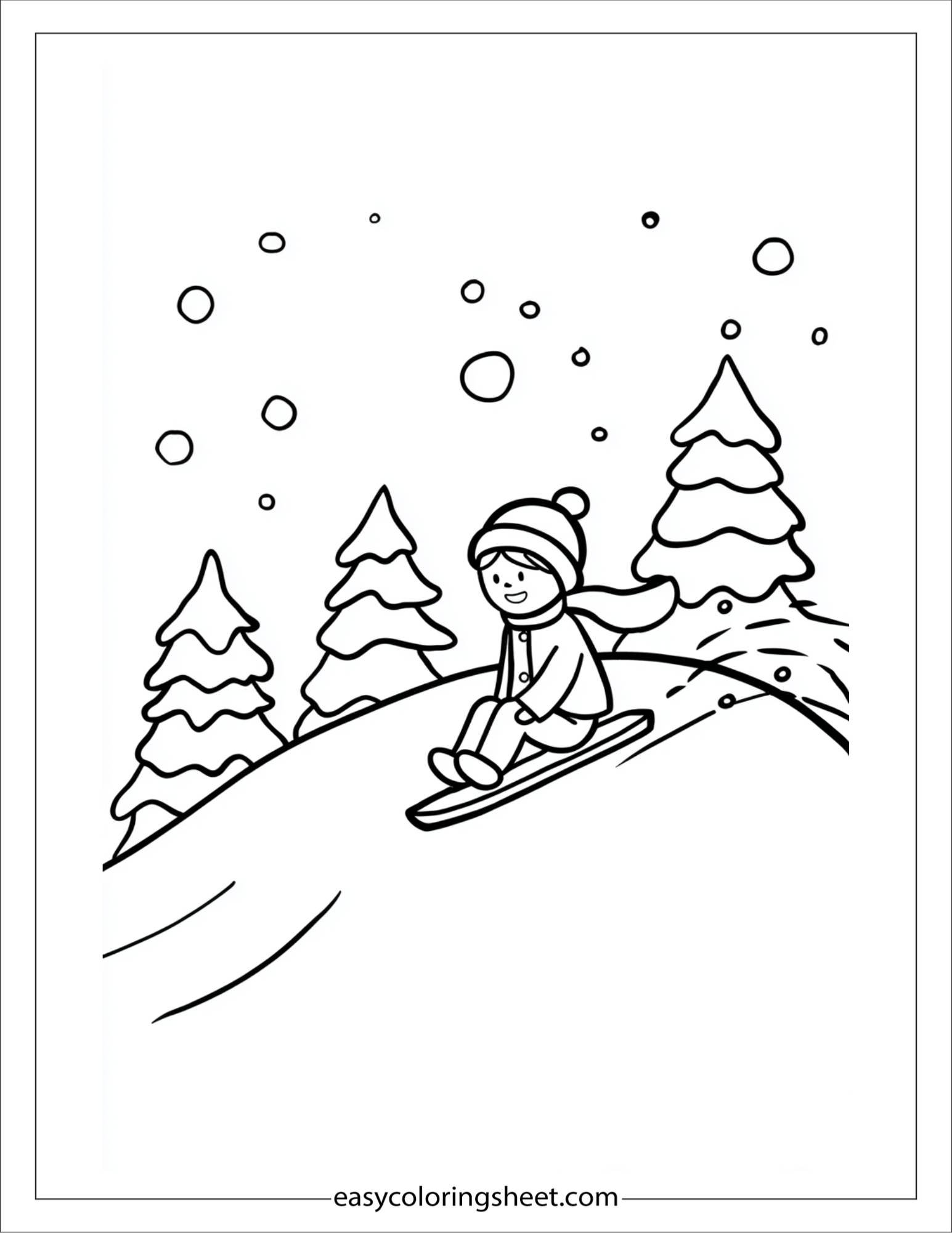 december sledding on snowy hill