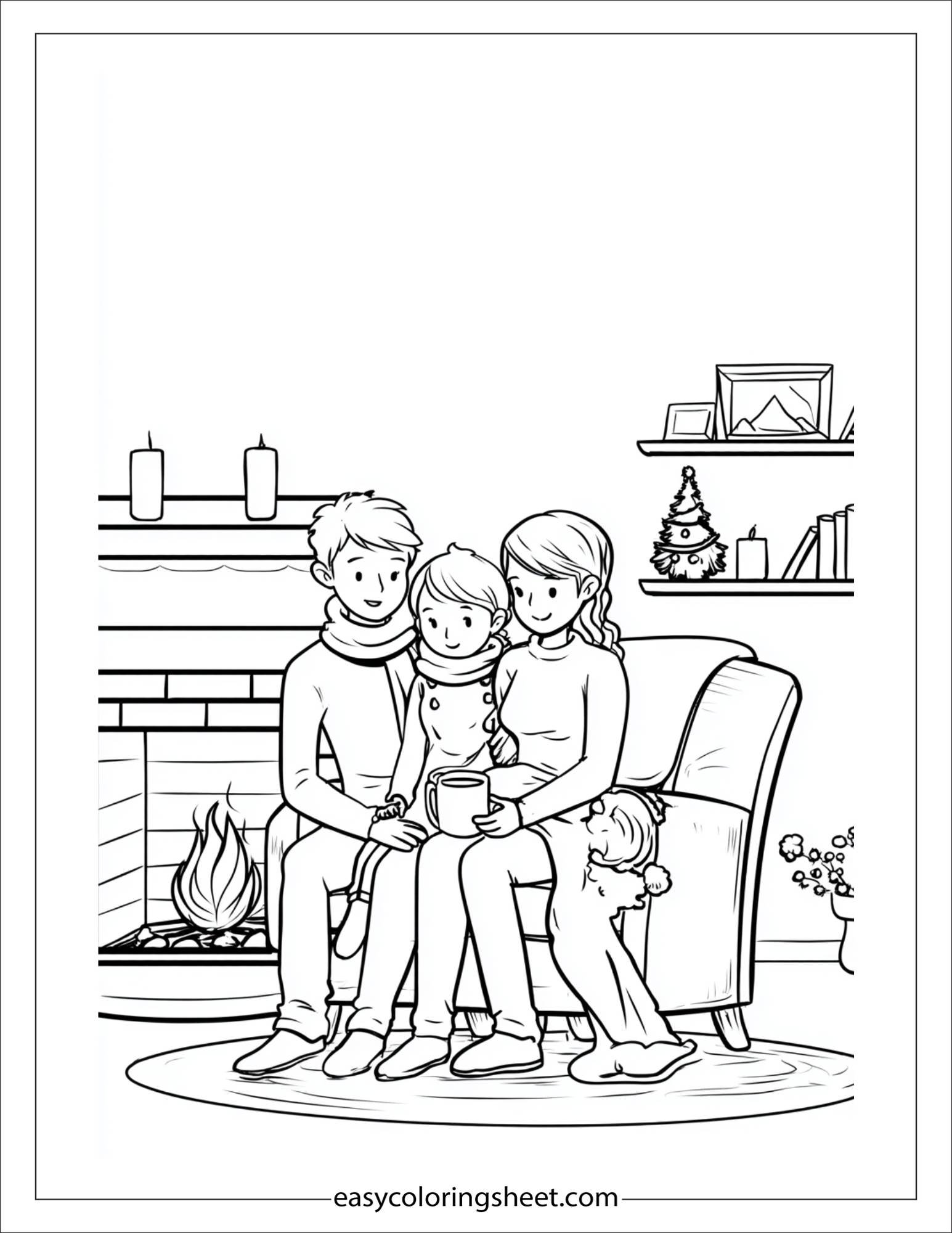 february family fireplace