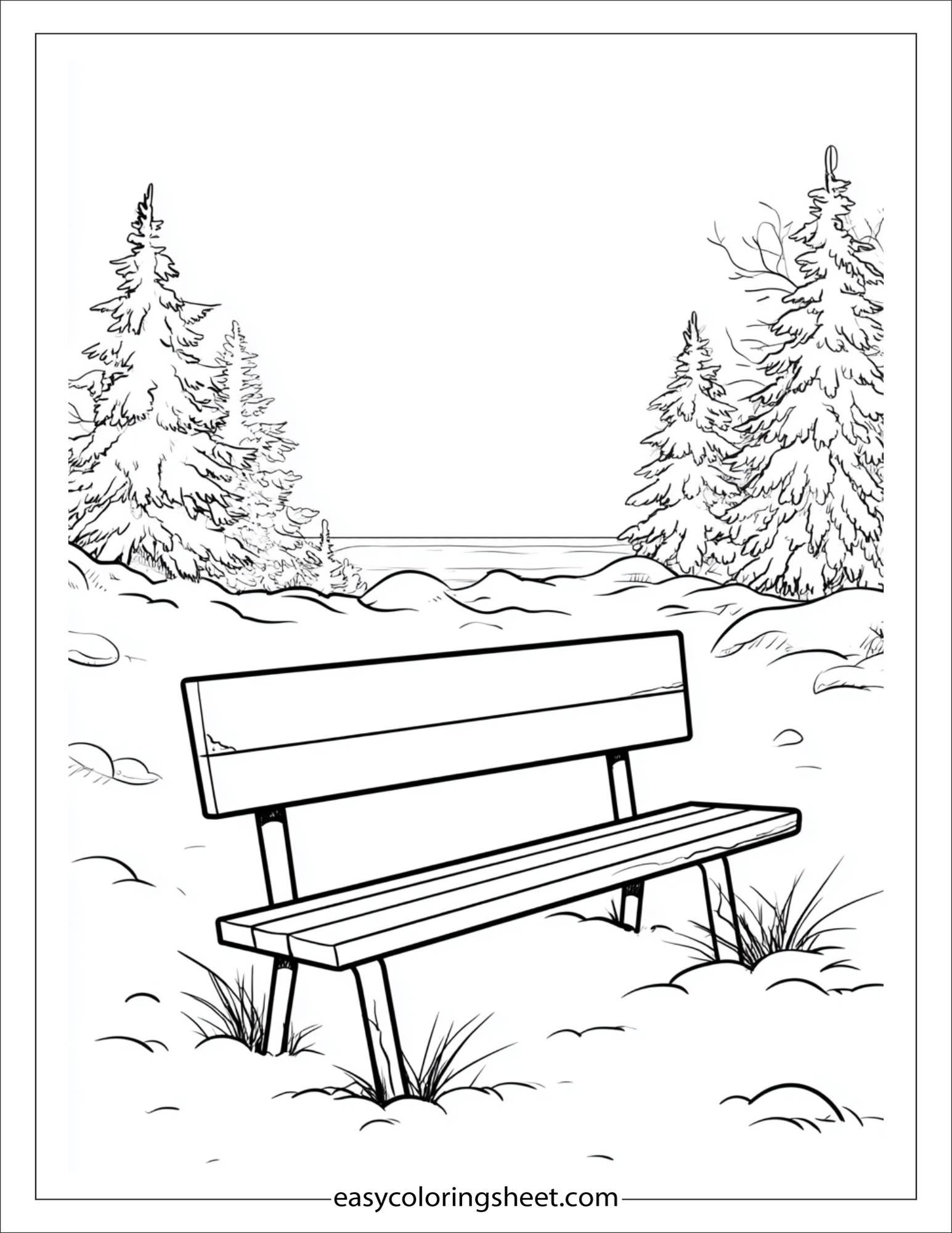 january snowy park bench