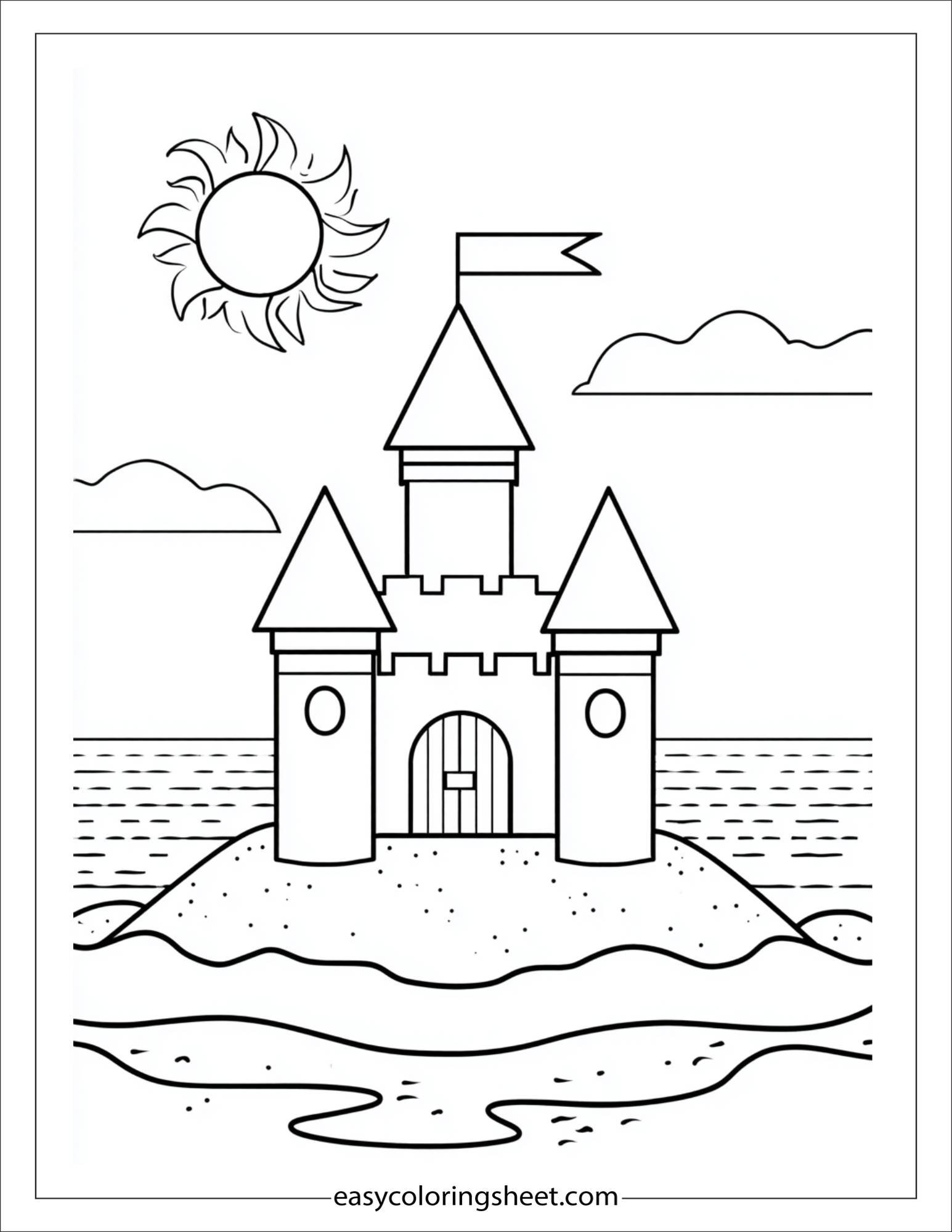 july beach sandcastle