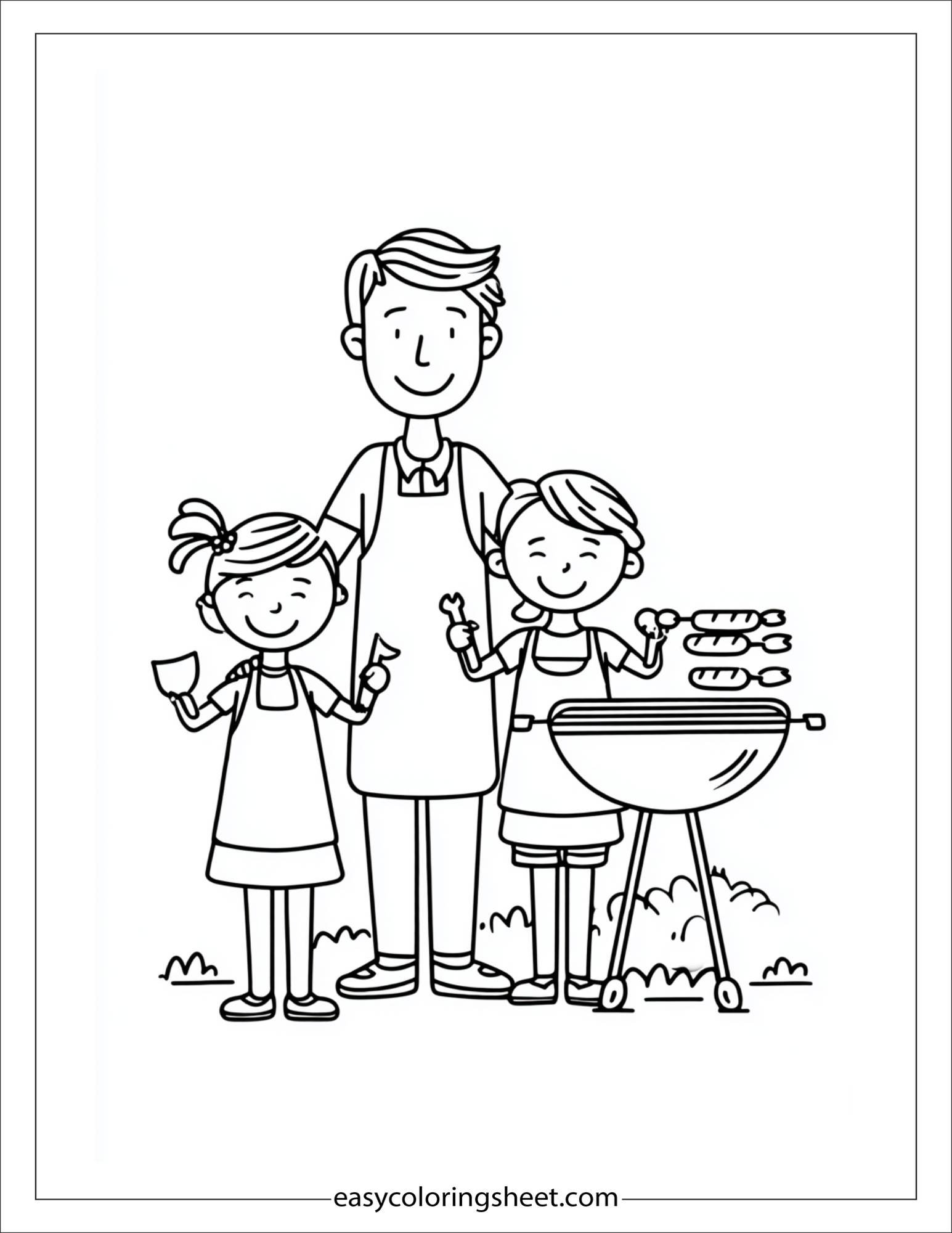 june dad and kids barbecue