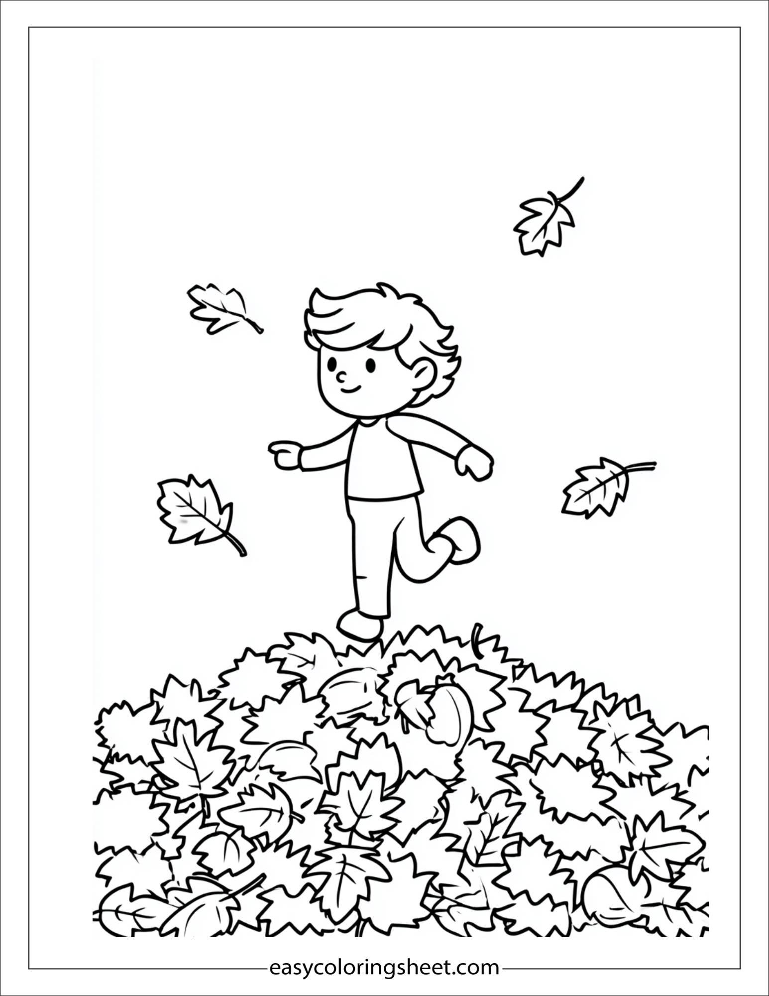 october leaf pile jumping