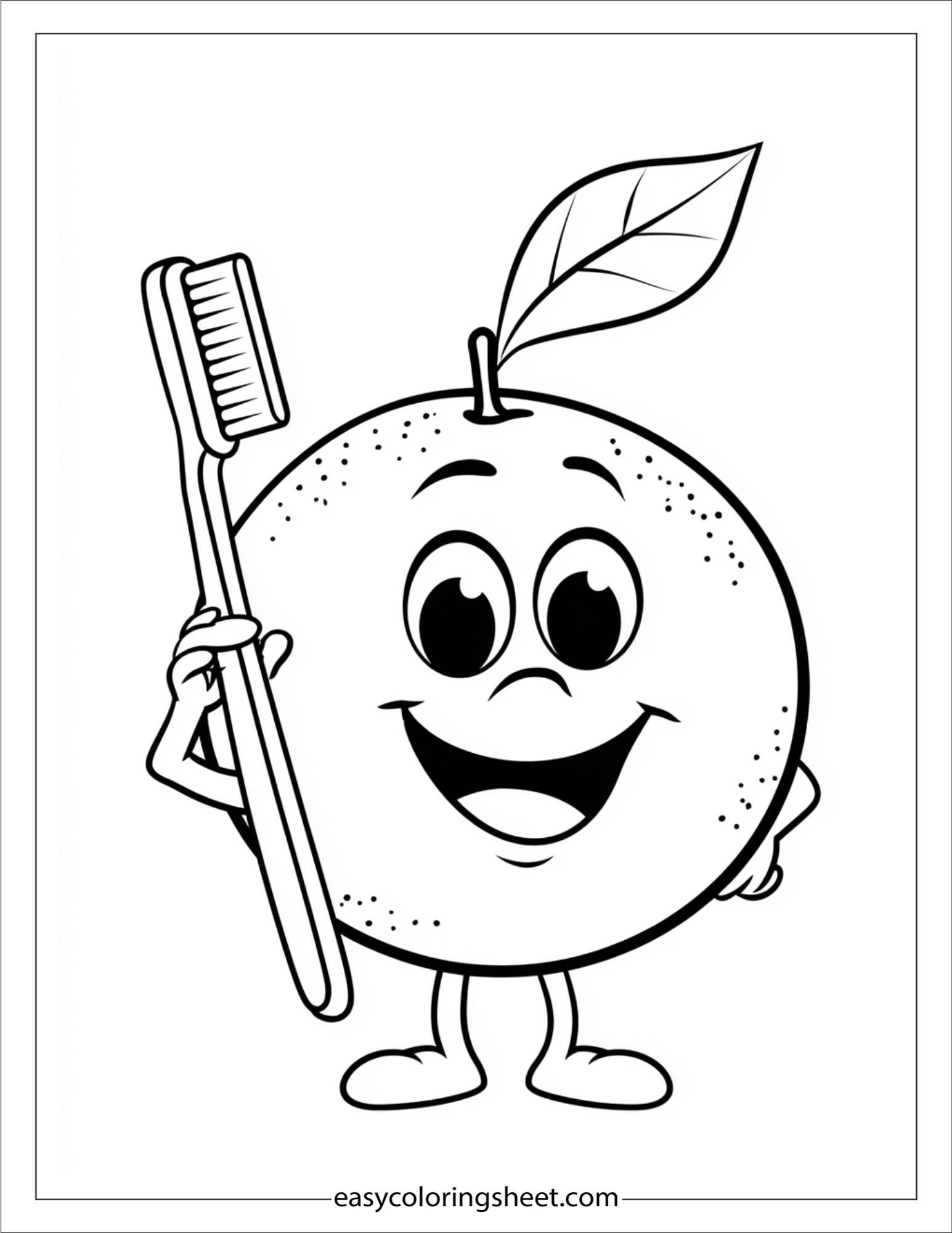 orange fruit brushing teeth