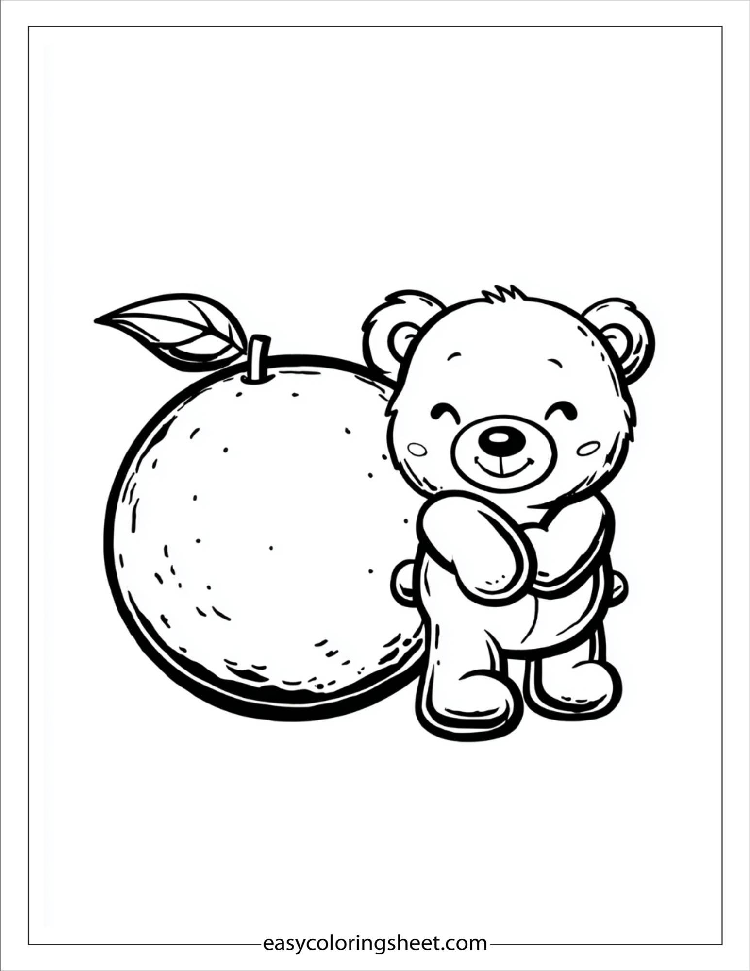 orange fruit hugging teddy