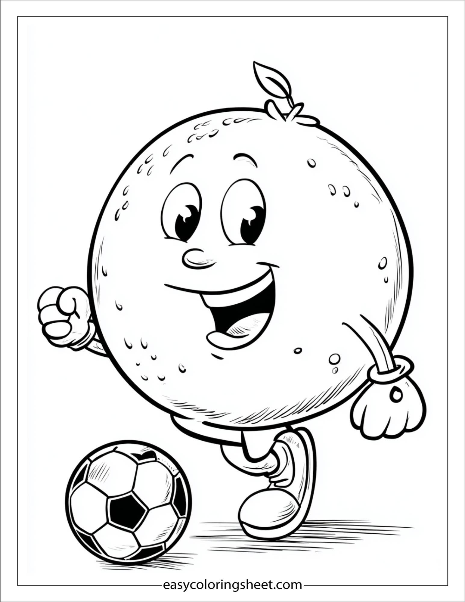orange fruit playing soccer