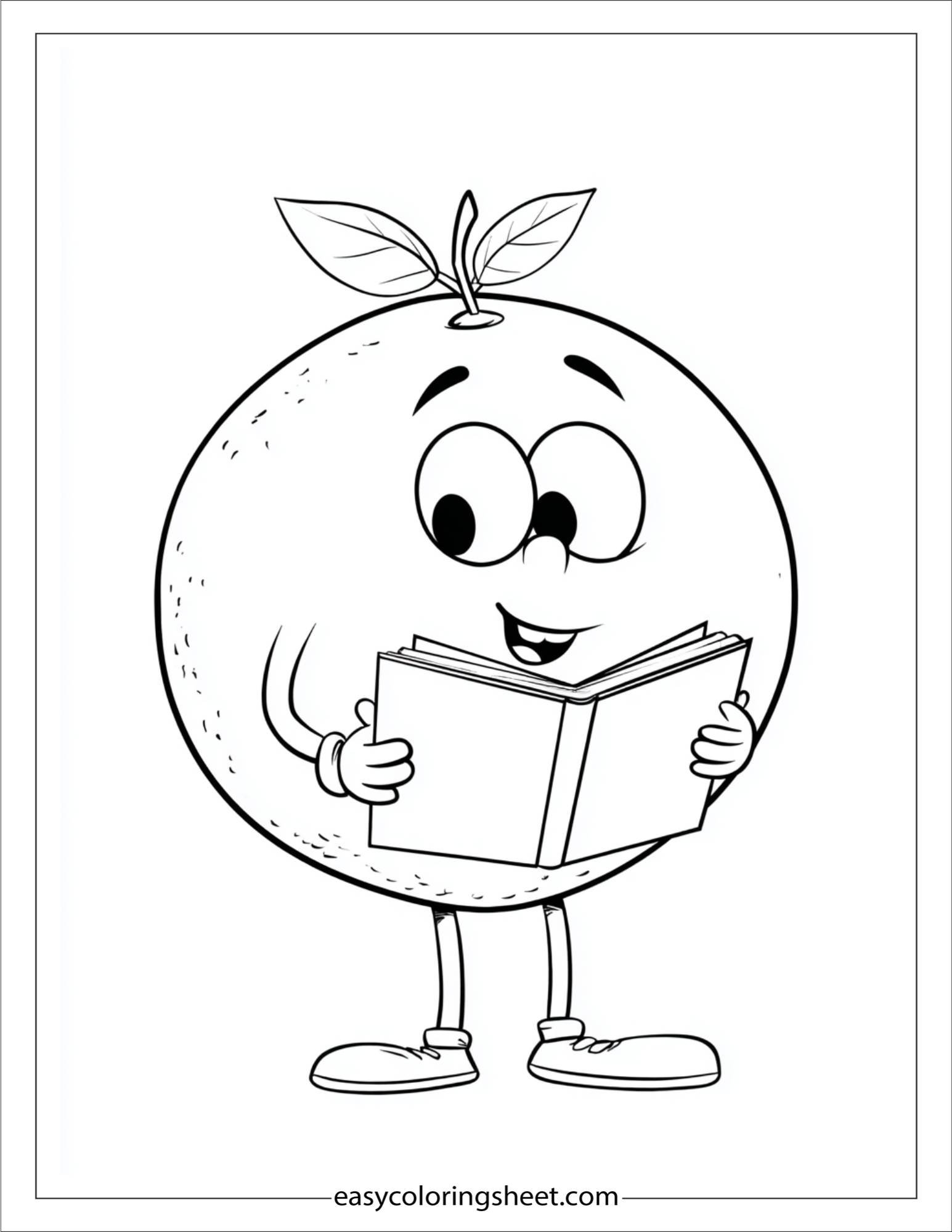 orange fruit reading a book