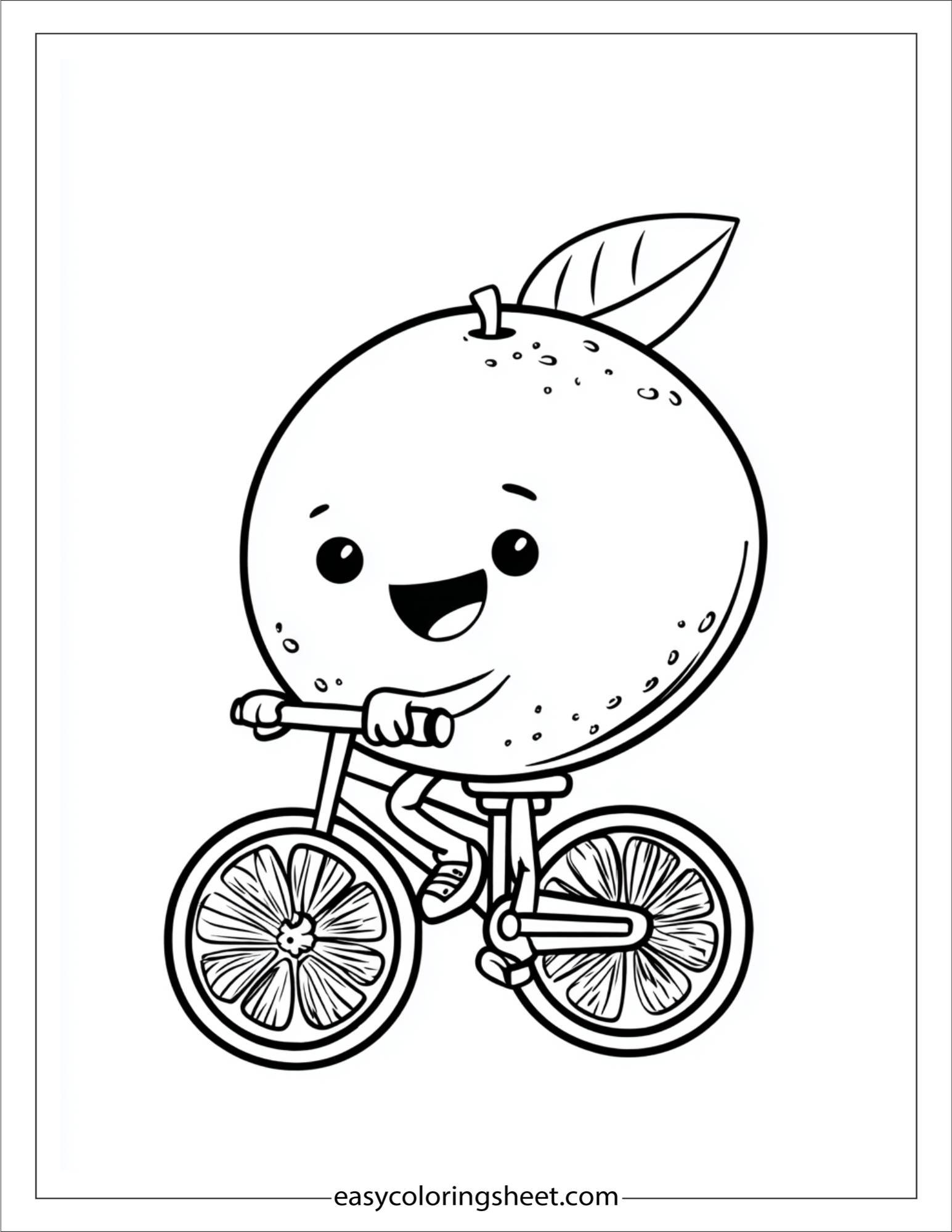 orange fruit riding bicycle