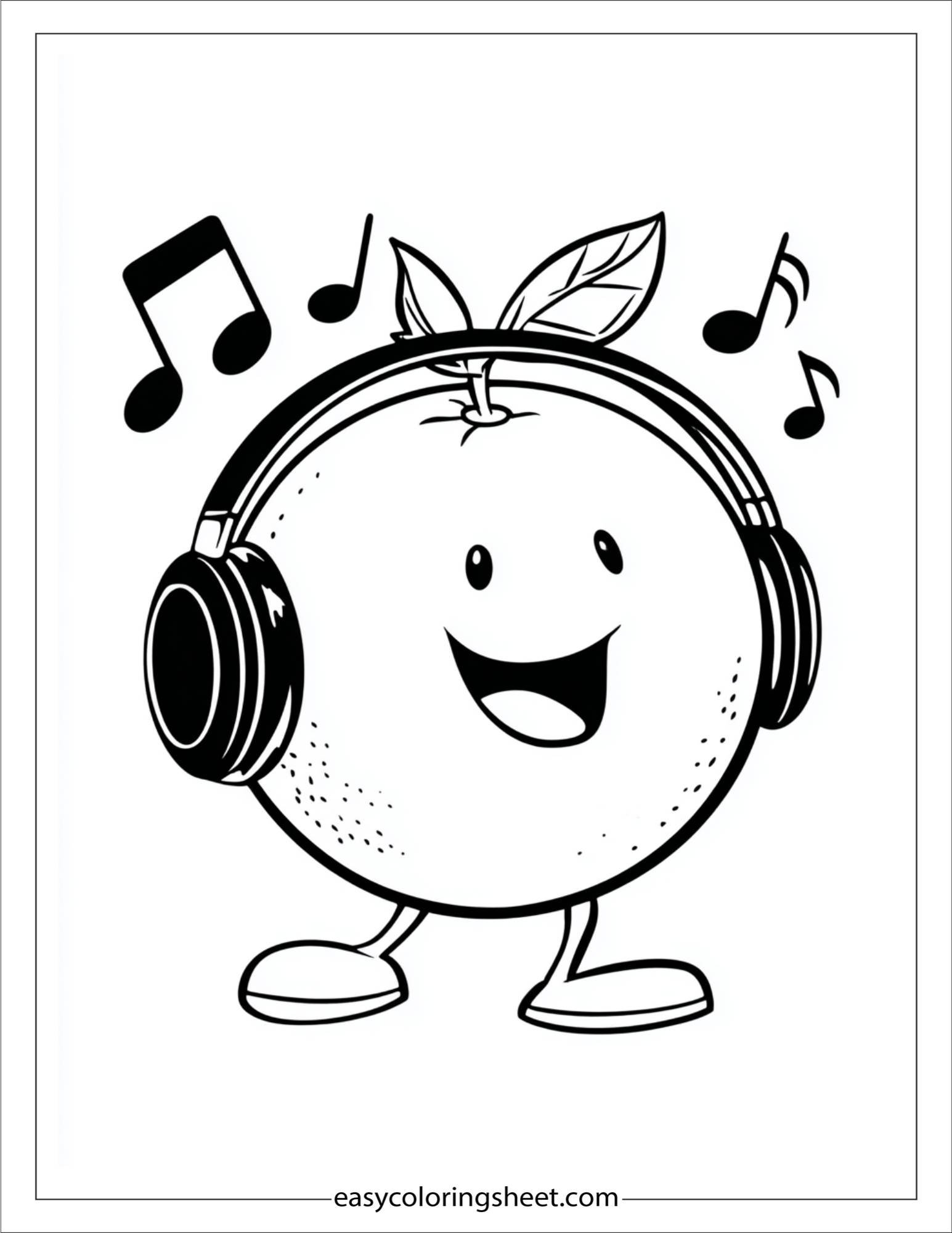 orange fruit with headphones